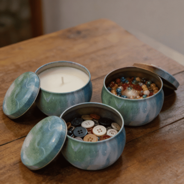 Tinplate Storage Container with Lid. Multi-Purpose Metal Tins for Candles, Beads & Buttons. Durable Reusable Craft & Home Storage100g - Image 2