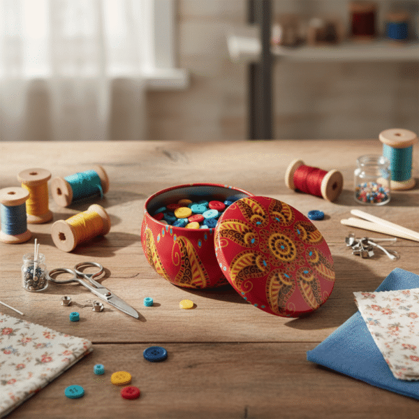 Colorful Red with Orange Design Tinplate Mini Jar 50ml 3.8 × 6.2 cm, 50ml - Image 3