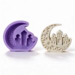 Ramadan Silicone Candle & Soap Mold – Crescent Moon with 3 Mosques, DIY Wax & Soap Mold