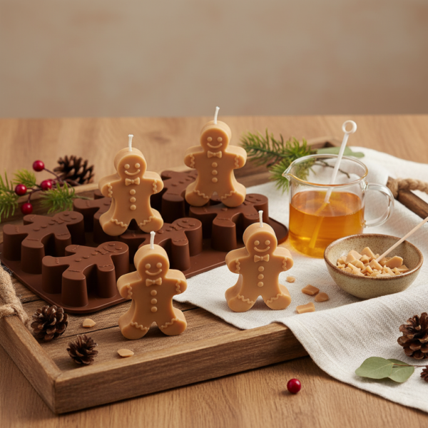 Gingerbread Man Silicone Mold – 6-Piece Set for Candle and Soap Making – Flexible, Reusable, DIY Baking & Craft Mold – Perfect for Holiday Decorations and Gifts - Image 2
