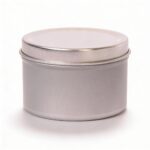 Silver Round Metal Storage Tin with Lid 50g – Tinplate Container 3.9×6 cm for Candles, Wax & Accessories