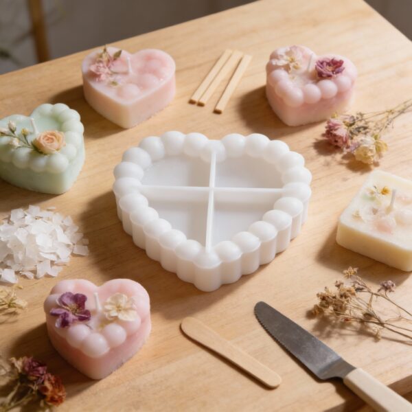Heart Bubble Silicone Mold – Bubble Coaster Mold for Candle & Soap Making DIY Crafts - Image 2