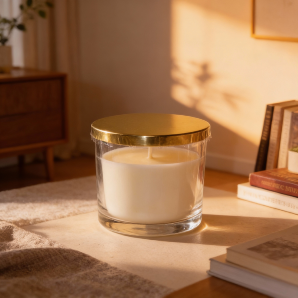 Transparent Glass Candle Container with Gold Lid – 350g Capacity Luxury Candle Jar – Elegant Storage for Scented Candles & Home Décor - Image 2