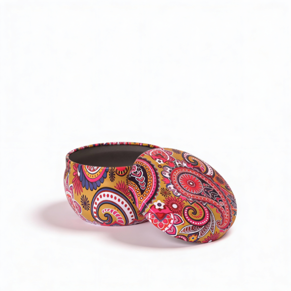 Colorful Metal Storage Tins with Flower & Leaf Design Lid – Red, Yellow, Blue – 5x7.5 cm – Decorative, Reusable for Candles, Spices, Herbs, Beads, and Small Storage