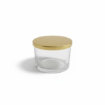 Transparent Glass Candle Container with Gold Lid – 350g Capacity Luxury Candle Jar – Elegant Storage for Scented Candles & Home Décor