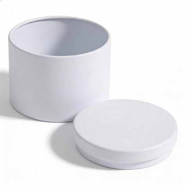 White Round Metal Storage Tin with Lid 180g – Tinplate Container for Candles, Wax & Accessories