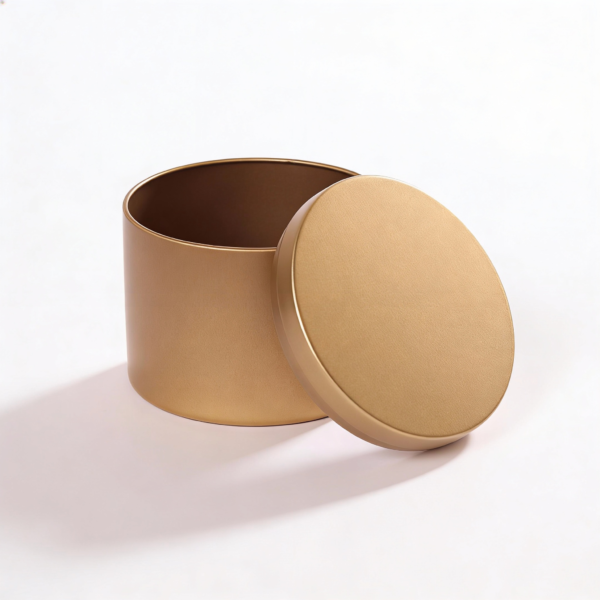 Gold Round Metal Storage Tin with Lid 180g Capacity, 6x8 cm. Durable, Reusable for Candle Making, Herbs, Spices, Beads, and Small Storage