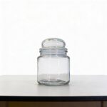 Clear Glass Storage Jars with Lids, 350g Heat Resistant Candle Making Containers, Decorative Spice Herb Wax Holders, 13x9 cm.