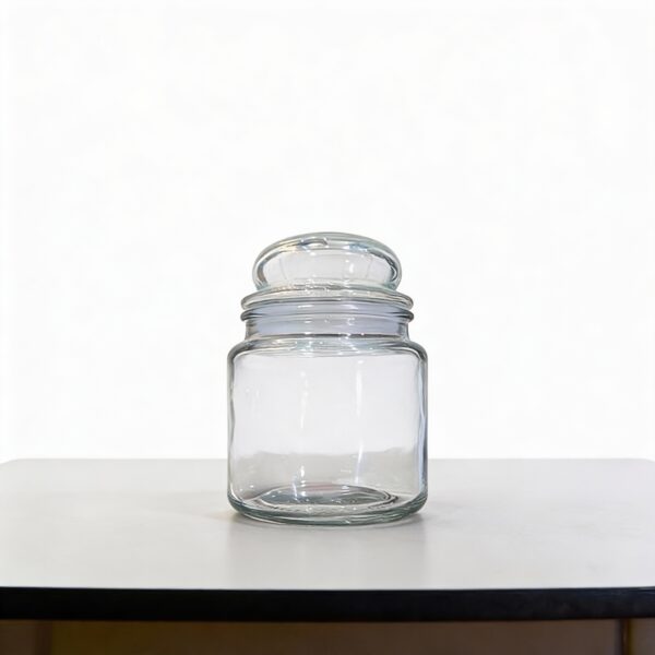 Clear Glass Storage Jars with Lids, 350g Heat Resistant Candle Making Containers, Decorative Spice Herb Wax Holders, 13x9 cm.