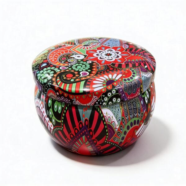 Mandala Metal Storage Tin 7.5 × 5 cm. Multicolor Tinplate Organizer for Candles, Beads & Accessories. 100g
