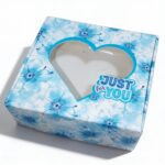 Blue Gift Box with Heart Window “Just for You” – Decorative Gift Packaging Box 4×10×10 cm