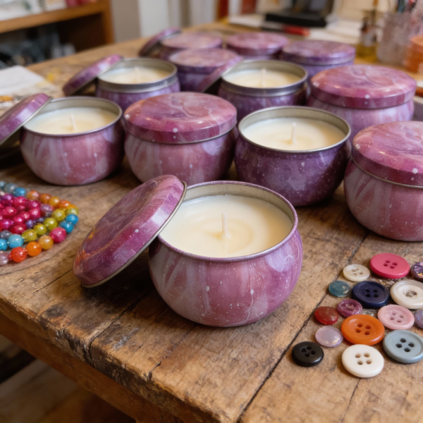 Pink Tinplate Storage Container with Lid – Multi-Purpose Metal Tins for Candles, Beads, Buttons & Crafts – Reusable Decorative Organizer - Image 3