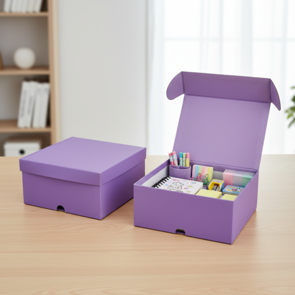 Purple Cartoon Rectangular Storage Box – 20 × 20 cm Organizer for Gifts, Accessories & Home Storage - Image 2