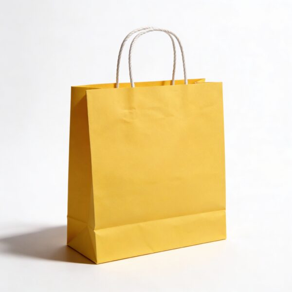 Yellow Cardboard Packing Bag 26×24 cm. Eco-Friendly Kraft Paper Packaging Bag for Gifts, and Shipping.