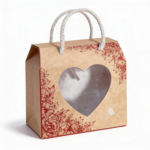 Cute Cartoon Brown Gift Bag with Heart Window