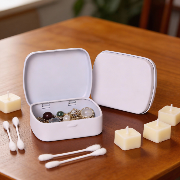 White Tinplate Storage Jar 1.7×6 cm – Small Metal Container for Candles, Accessories & Beads - Image 2