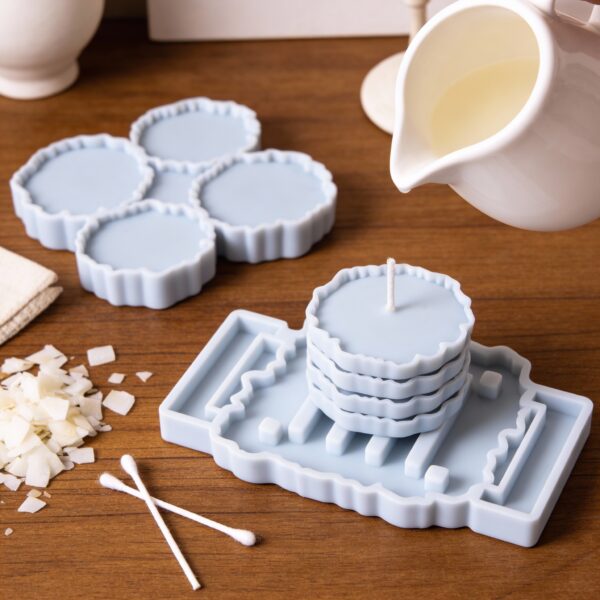 Coaster Silicone Mold with Holder. Candle & Soap Making Coaster Mold with Stand for DIY Crafts - Image 2