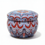 Mandala Metal Storage Tin 7.5 × 5 cm. Blue Tinplate Organizer with Red Design for Candles, Beads & Accessories (100g)