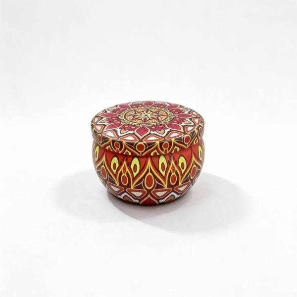 Mandala Metal Storage Tin 5 × 7.5 cm – Multi-Color Tinplate Organizer (100g)