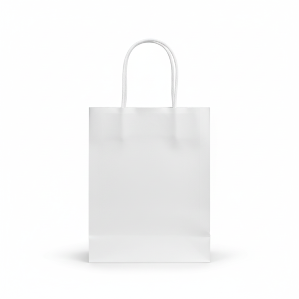 White Paper Gift Bag with Handles – 17 × 15 cm Small Tote for Gifts, Party Favors & Accessories