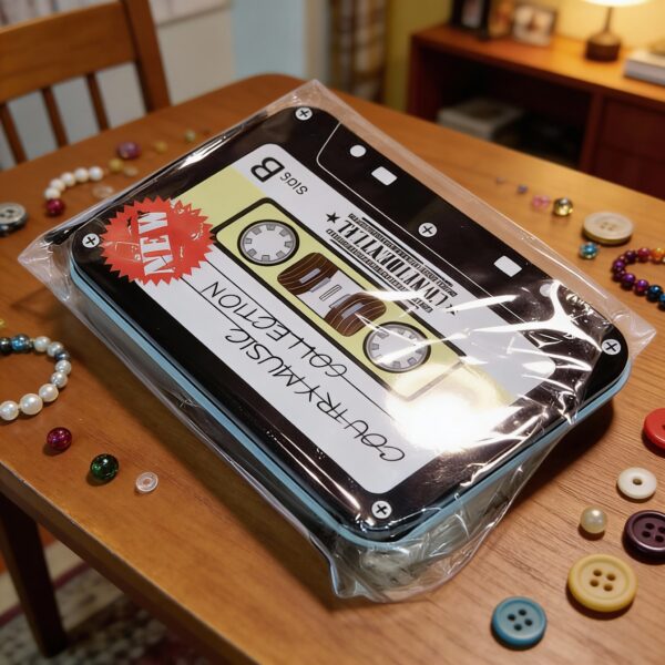 Silver Metal Tinplate Storage Container with Black Radio Lid – 100g Decorative Tin for Candles, Accessories & Beads - Image 2