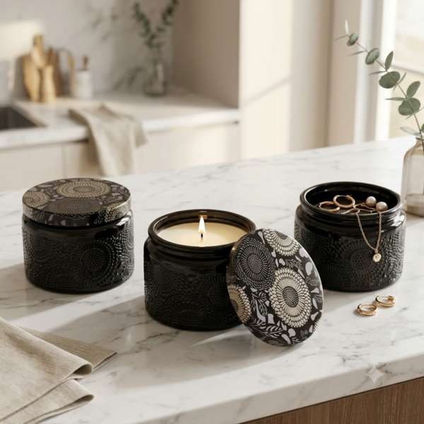 Jars with Lids, 100g Heat Resistant Candle Making Containers, Decorative Spice Herb Wax Holders, 7×6 cm. - Image 2
