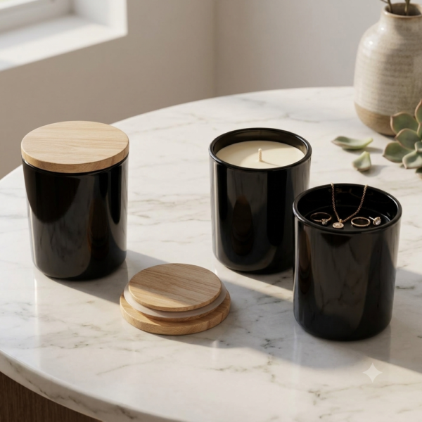 Black Jars with Lids, 150g Heat Resistant Candle Making Containers, Decorative Spice Herb Wax Holders, 6×11 cm. - Image 2