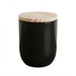 Jar Black with wood Lid. Heat Resistant Glass Storage Jar, and Decorative for Candle Making, Herbs, Spices, Tea, Sugar, Coffee. Gift Ready. 7×8 cm