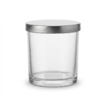 Clear Glass Storage Jars with Lids, 240g Heat Resistant Candle Making Containers, Decorative Spice Herb Wax Holders, 8×9 cm.