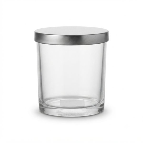 Clear Glass Storage Jars with Lids, 240g Heat Resistant Candle Making Containers, Decorative Spice Herb Wax Holders, 8×9 cm.