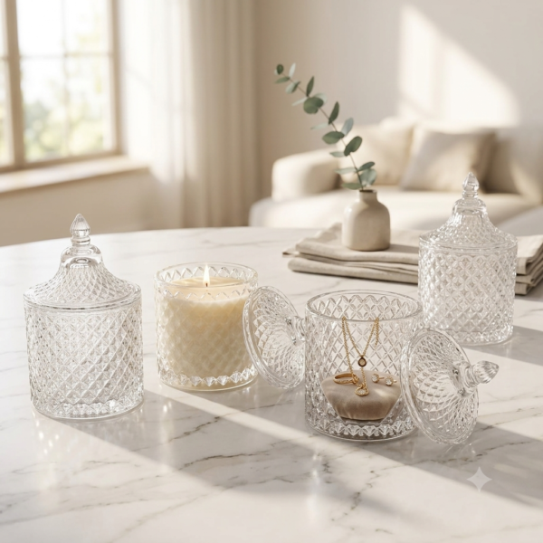 Clear Glass Storage Jars with Lids, 80g Heat Resistant Candle Making Containers, Decorative Spice Herb Wax Holders, 6×11 cm. - Image 2