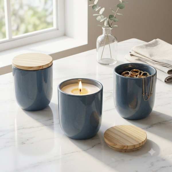 Labneh Decorative Metal Storage Jar with Lid – 7 × 8 cm – Ideal for Candle Making & Spices – Gift Ready - Image 2