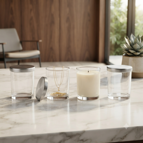 Clear Glass Storage Jars with Lids, 150g Heat Resistant Candle Making Containers, Decorative Spice Herb Wax Holders, 7×8 cm. - Image 2