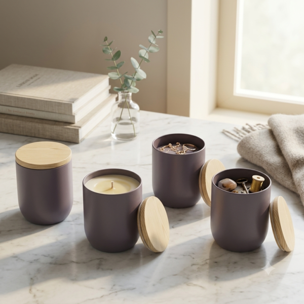 ⁦Gray Decorative Metal Storage Jar with Lid – 7 × 8 cm – Ideal for Candle Making & Spices – Gift Ready⁩ - الصورة ⁦2⁩