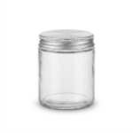 Clear Glass Storage Jars with Silver Lids, 200g Heat Resistant Candle Making Containers, Decorative Spice Herb Wax Holders, 7×9 cm.