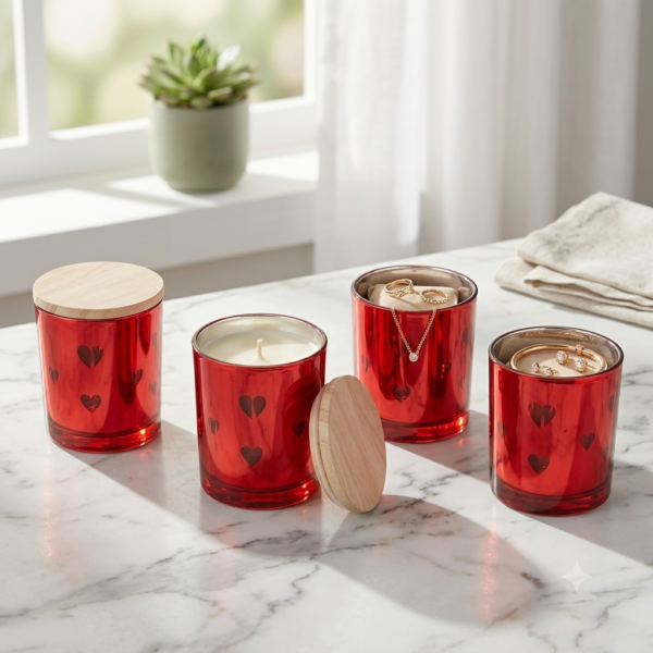 Red Jars with Lids, 150g Heat Resistant Candle Making Containers, Decorative Spice Herb Wax Holders, 7×8 cm. - Image 2