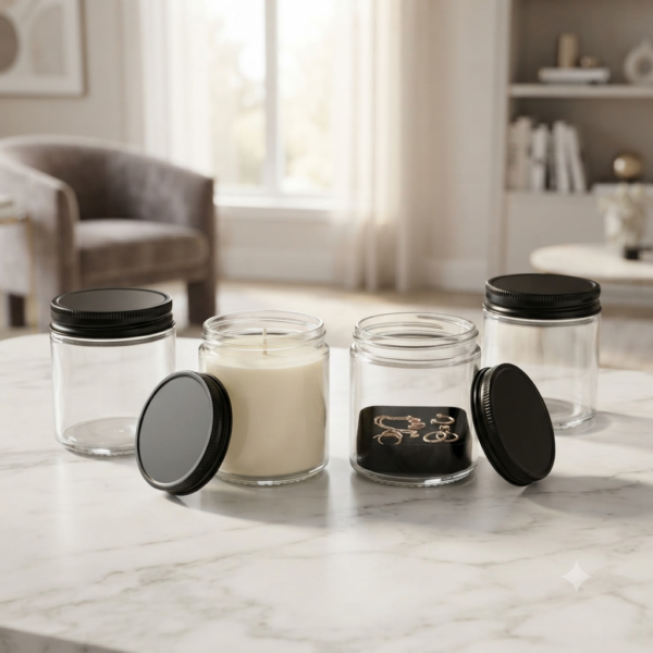 Clear Glass Storage Jars with Lids, 100g Heat Resistant Candle Making Containers, Decorative Spice Herb Wax Holders, 6×5 cm. - Image 2